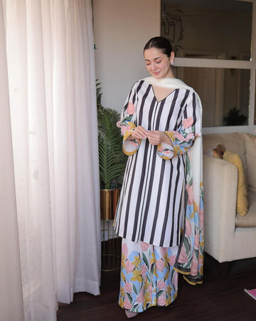 Hania Amir - Digital Printed 3 Piece Swiss Lawn With Voil Cambric Cotton  Dupatta (unstitch) 08